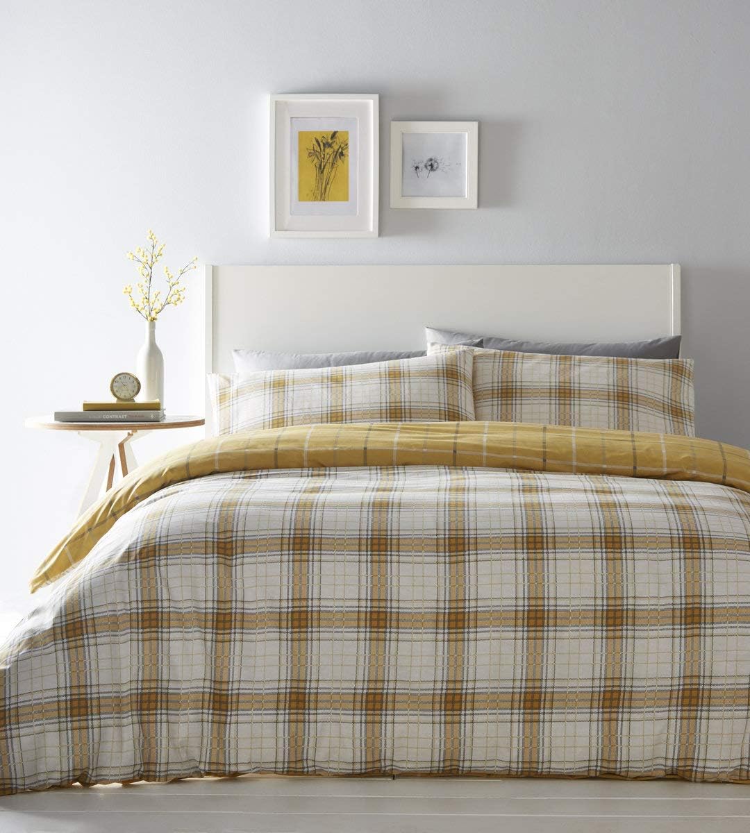 Portfolio Skye Duvet Cover Reversible Checked Bed Set, Polycotton, Duck Egg, Super King - Image 4