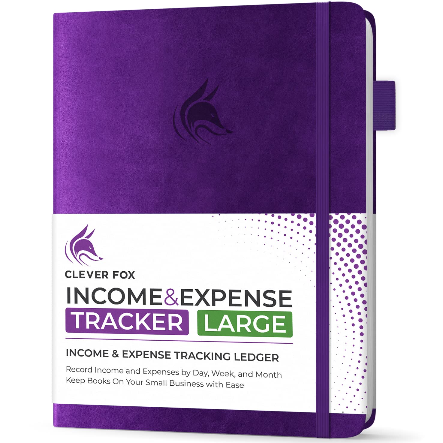 Clever Fox Income & Expense Tracker Large – Accounting & Bookkeeping Ledger Book for Small Business – 2-Year Record Notebook, A4 (Purple)