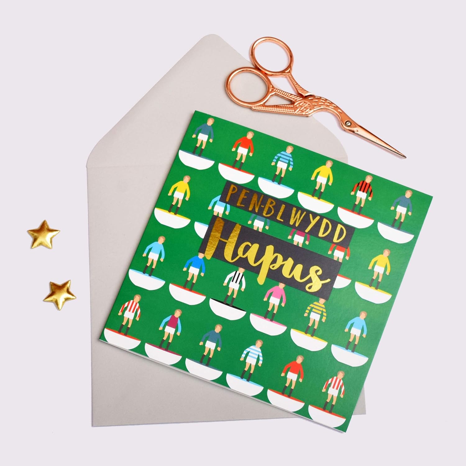 Claire Giles Greeting Cards, Welsh Happy Birthday Card, Penblwydd Hapus, Footballers Design Birthday Greeting Card - Image 3