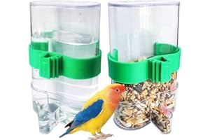 HAMILEDYI Automatic Bird Water Dispenser Parrot Water Feeder Bird Seed Food Container Parakeet Waterer Cockatiel Cage Accessories Automatic Feeding for Finch Lovebird Canary Small Birds(2Pcs)