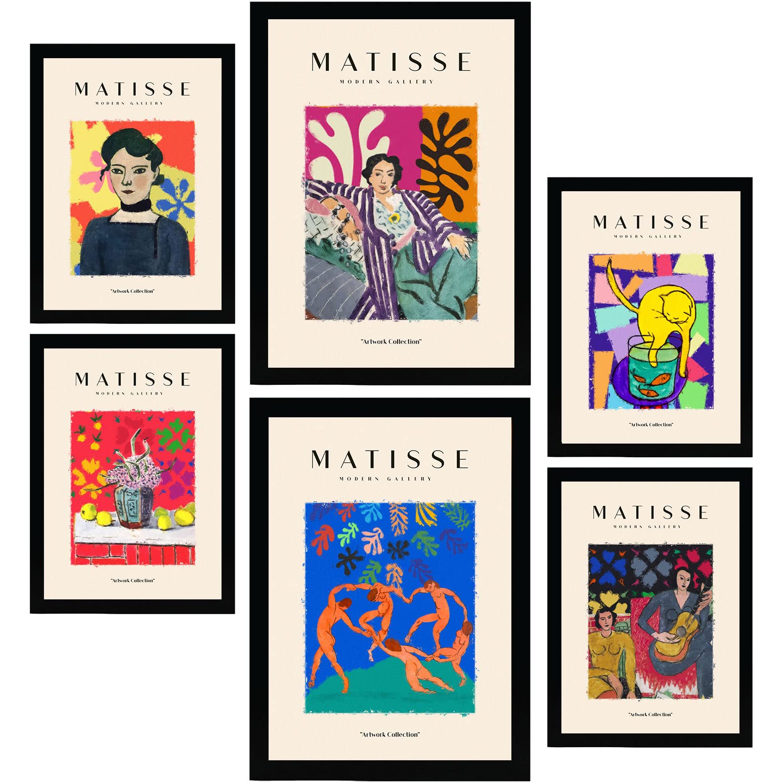 Nacnic Set of 6 Henri Matisse Posters. Celebration. Abstract Fauvism Art Gallery Aesthetic Prints for Interior Design and Decoration. Sizes A3 & A4. Unframed.