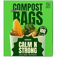 CALM N STRONG 100% Compostable Trash Bags - 100 Count - Small 10 Litre/2.6 Gal Kitchen Food Waste Bags