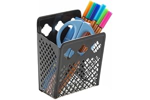zeyce Magnetic Pen Holder, Mesh Metal Strong Magnet Dry Erase Marker Holder Pencil Organizer Small Items Basket for Refrigerator, Whiteboard, Locker Accessories-Black