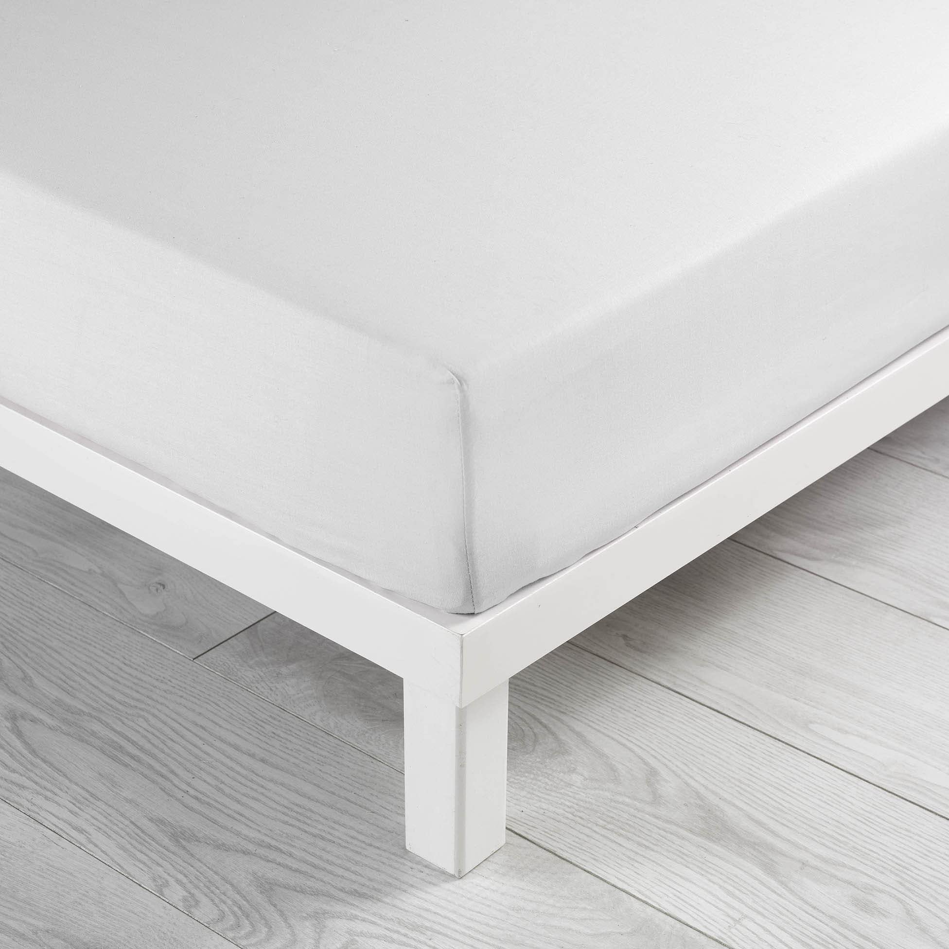 douceur d'intérieur, Fitted Sheet (140 x 190 cm) Linen White, 100% Cotton