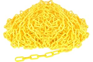 SNSMBNSR 300FT Plastic Chain, Yellow Plastic Chain Links, Waterproof Safety Chain, Plastic Barrier Chains for Crowd Control