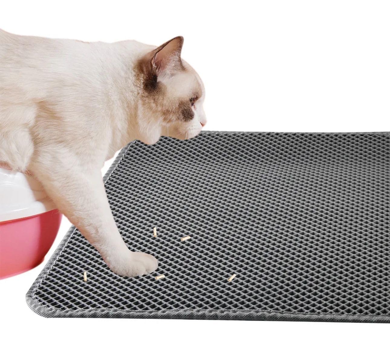 Supper absorbent Gray cat/pet litter mat, waterproof, easy to clean, non-slip, 60cmx45cm large, litter trap honeycomb