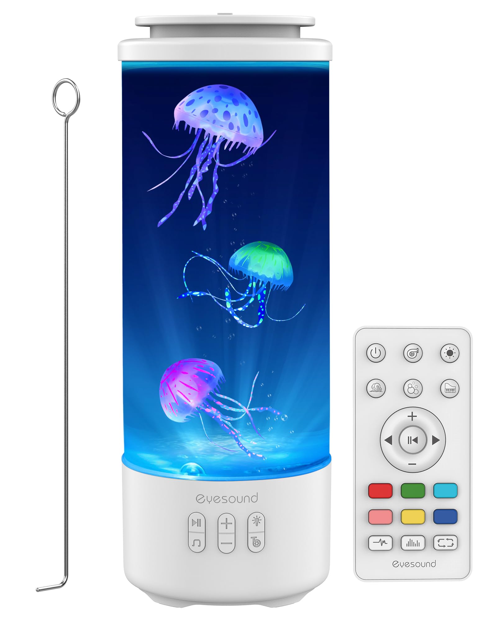 Photo 1 of Eyesound Jellyfish Lamp Bluetooth Speaker with White Noise – 7 Color Changing Jelly Fish Tank Aquarium Light, 4 Lighting Modes for Relax & Sleep, Home Office Bedroom Decor, Gift for Kids Teens Adults