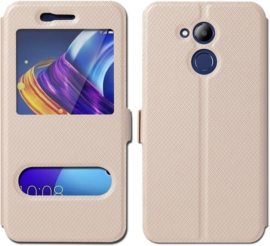 Huawei Honor 6C Pro Case / Honor V9 Play Case 5.5 inch , JMPin [View Window] Flip Case Cover with Kickstand [Magnetic Closure] for Huawei Honor 6CPro / Honor V9Play Case (gold)