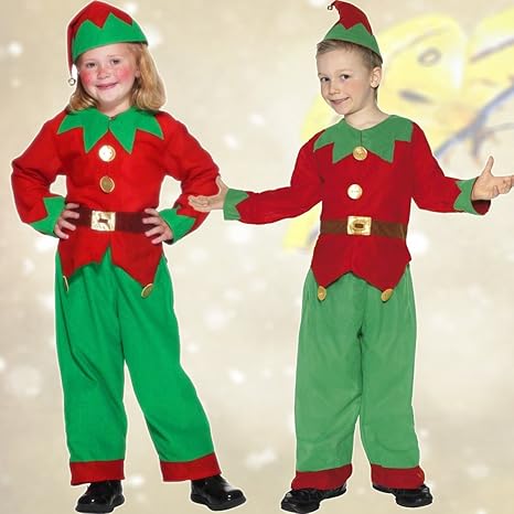 NET TOYS Zwergenkostüm Wichtelkostüm für Kinder M 140 6 – 8 Jahre Kinderkostüm Zwerg Faschingskostüm Weihnachtself Kobold Kos