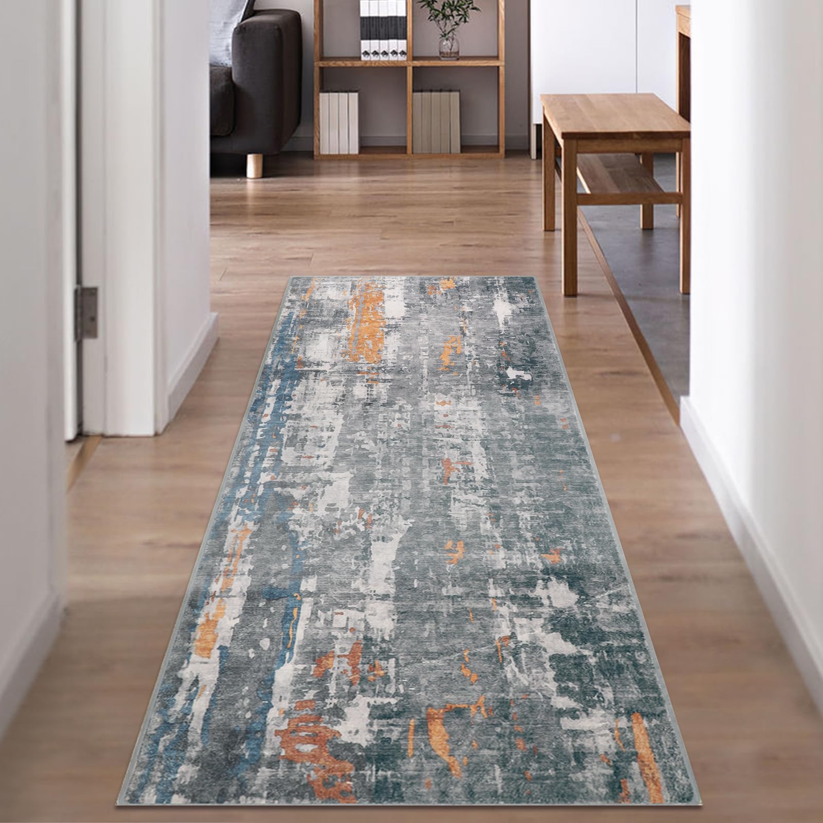 Famibay Carpet Runners Non Slip Hallway Runner Rugs Modern Washable Kitchen Rug 65x180cm Carpet Floor Runner for Hallway Entryway Kitchen Laundry Room