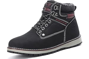 ARRIGO BELLO Mens Winter Boots Snow Casual Booties Warm Fur Mesh Lined Ankle Outdoor Lightweight Non-Slip Trekking Walking Leather Shoes