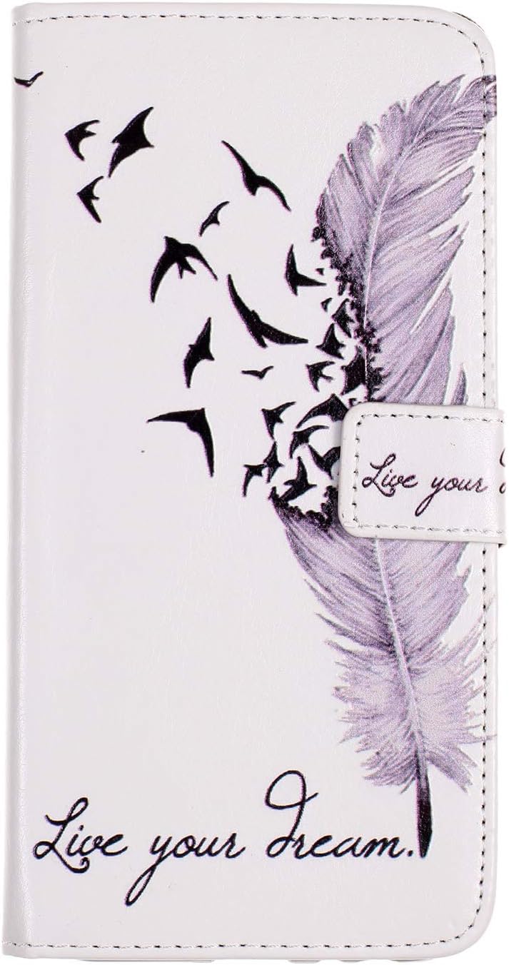 Vagenno Samsung Galaxy S10 Case, Flip Case PU Leather Notebook Wallet with Magnetic Closure Stand Card Holder ID Slot Money Pouch Folio Soft TPU Bumper Protective Skin Case Cover,Feather Flying Bird