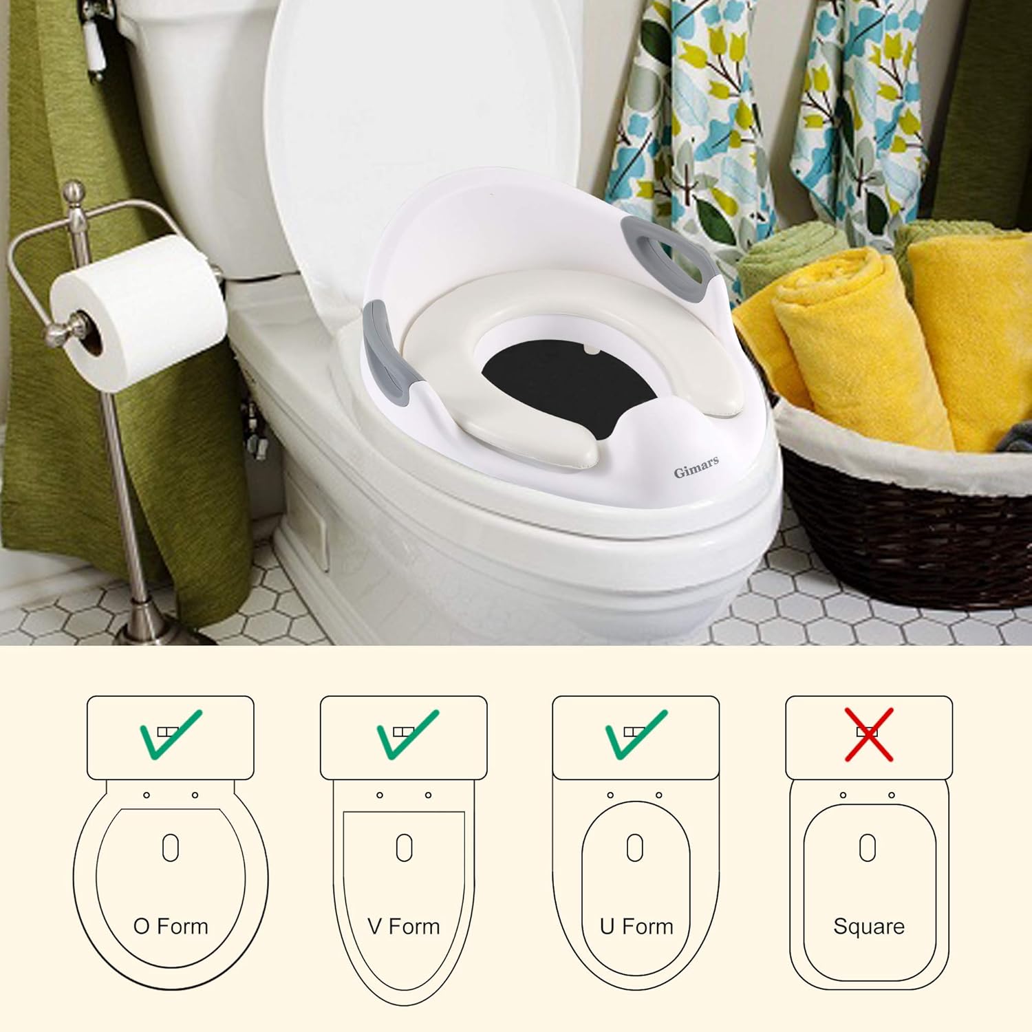 Reductor De Wc Para Bebe Blanco Gimars Asiento Indoro Para Ninos Adaptador Bano Para Bebes Con Material Sin Toxico Antideslizante Asiento Wc Con Asas Para Ninos Bebe Orinales Y Taburetes Roalb Al