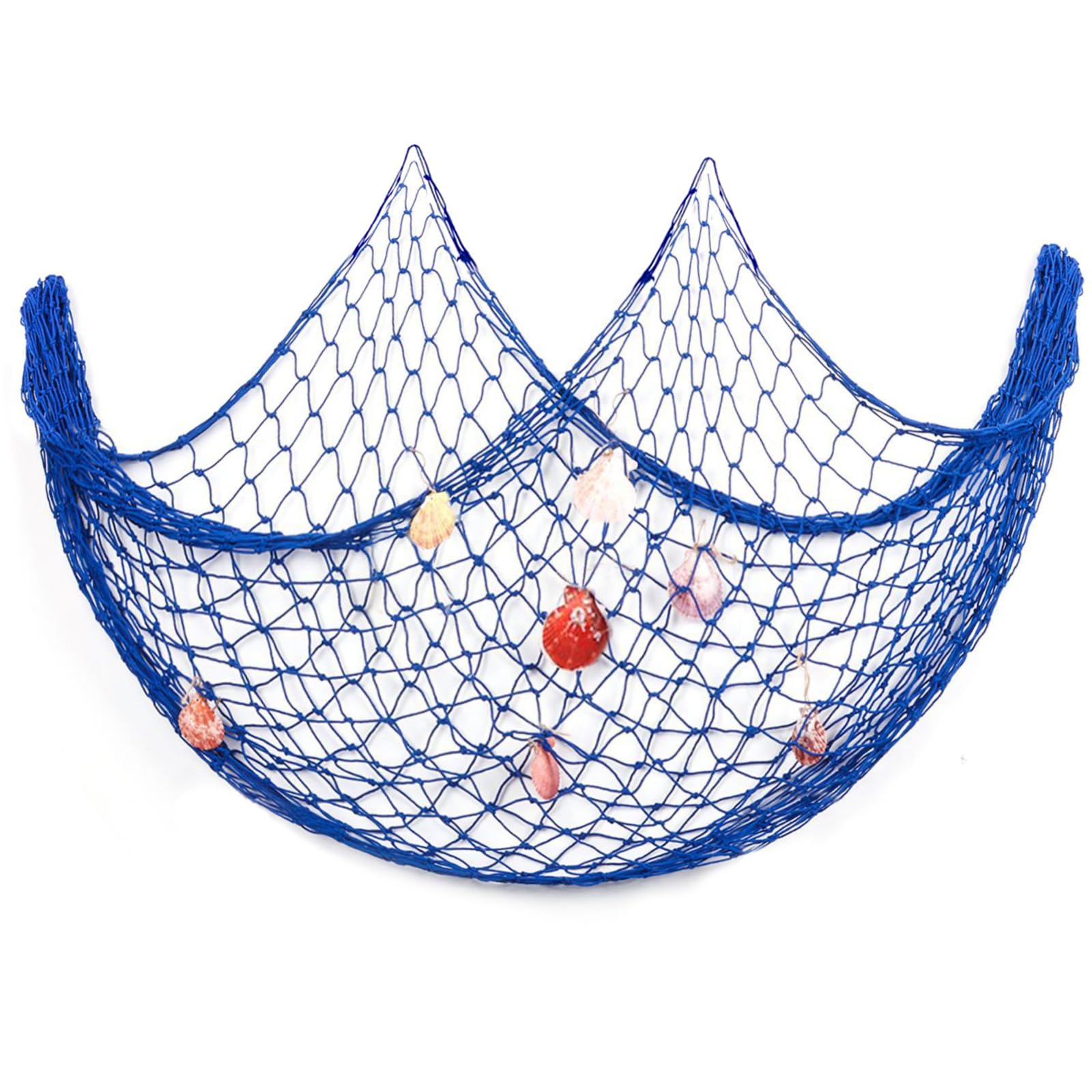 Fishing Net Decoration with Shells 6.5 X 3.3Ft Blue Decorative Fishing Net Nautical Wall Hanging Fish Nets Decor Netting for Wall Frame Photo