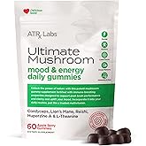 ATRx Labs Ultimate Mushroom Daily Gummies - Mushroom Gummies with Cordyceps, Lion’s Mane, and Reishi, Plus Huperzine A & L-Theanine, May Improve Mood and Energy, Apple Berry Flavor, 60 Count