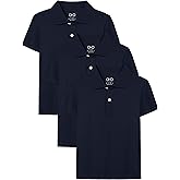 OHD 3 Pack Boys Polo Shirt Uniform School Polo Shirts for Boys Multiple Color Kids Short Sleeve Polo Size 3T-14