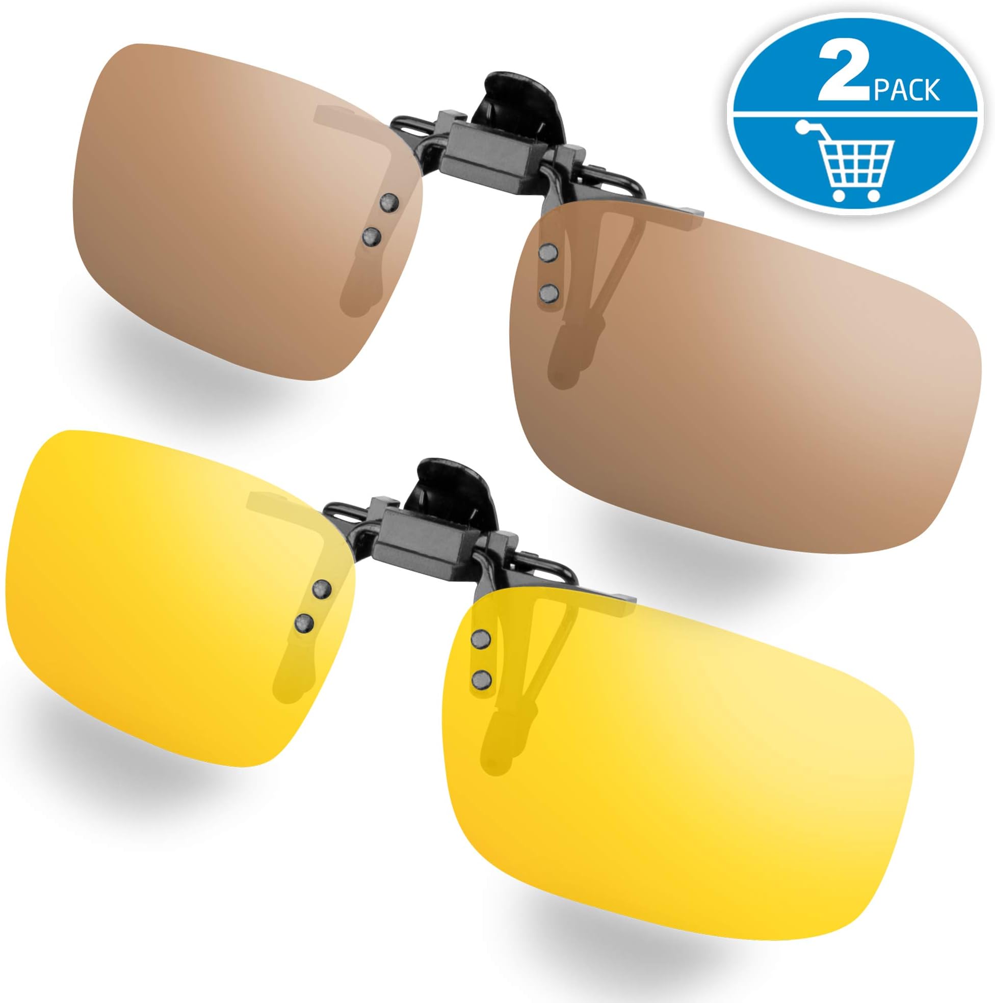 Splaks Clip-on Sunglasses, Unisex Polarized Frameless Rectangle Lens Flip Up Clip on Prescription Sunglasses Eyeglass, 2-Piece Clip on Glasses