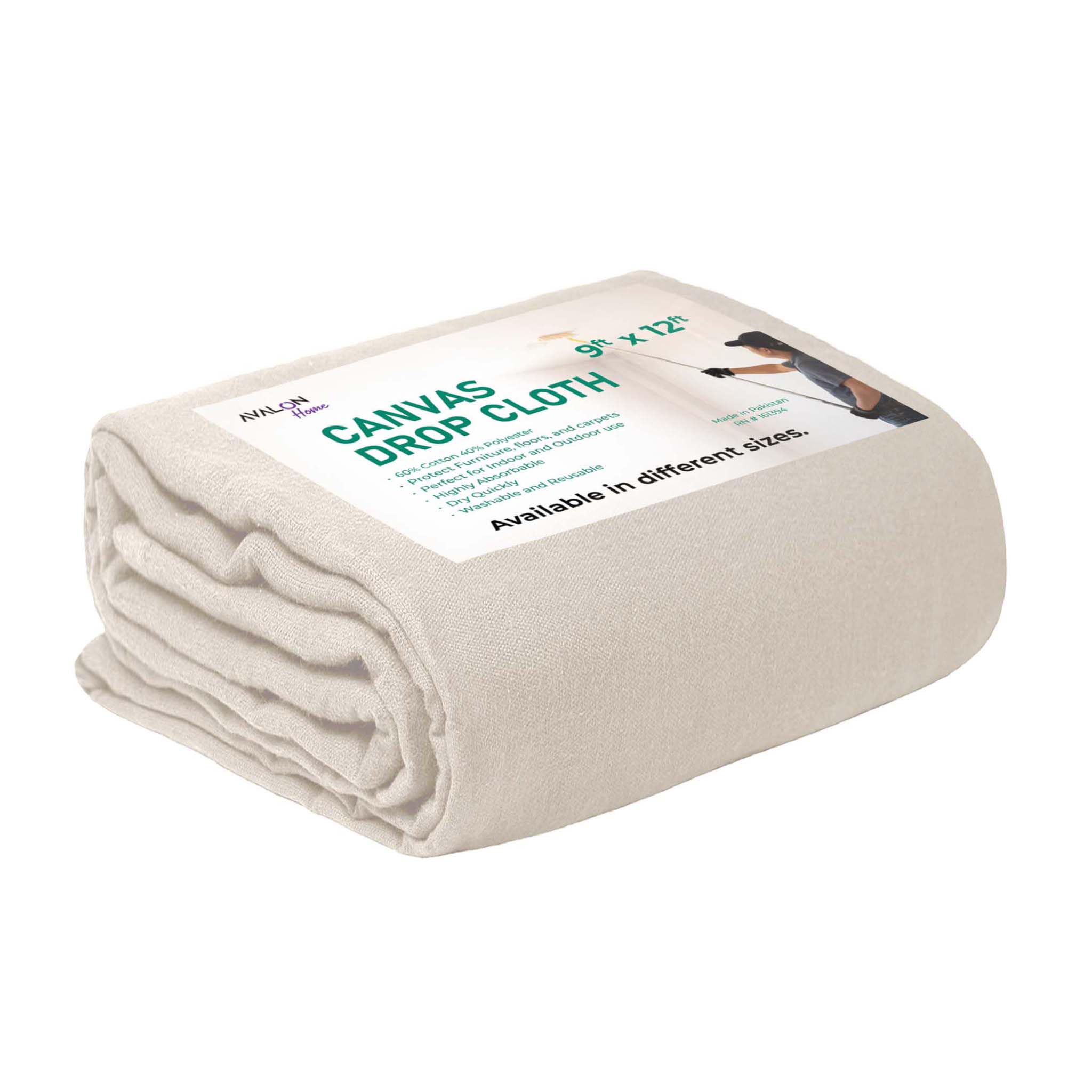 Photo 1 of Canvas Drop Cloth for Painting 9x12 feet Pack of 1-8oz Painters Drop Cloths for Painting - All Purpose Canvas Tarps for Floor & Furniture Protection - Recycled Cotton Fabric
