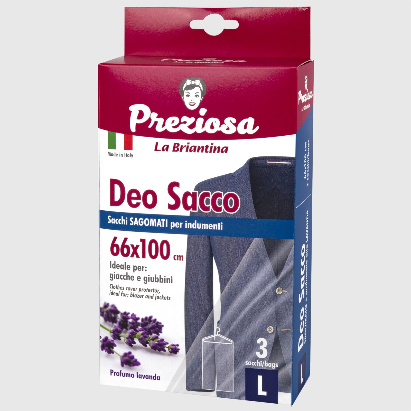 Preziosa SAC01401A Deo Sacco bags for suit jackets, 24.5 cm x 12.5 cm x 5 cm, 3 items