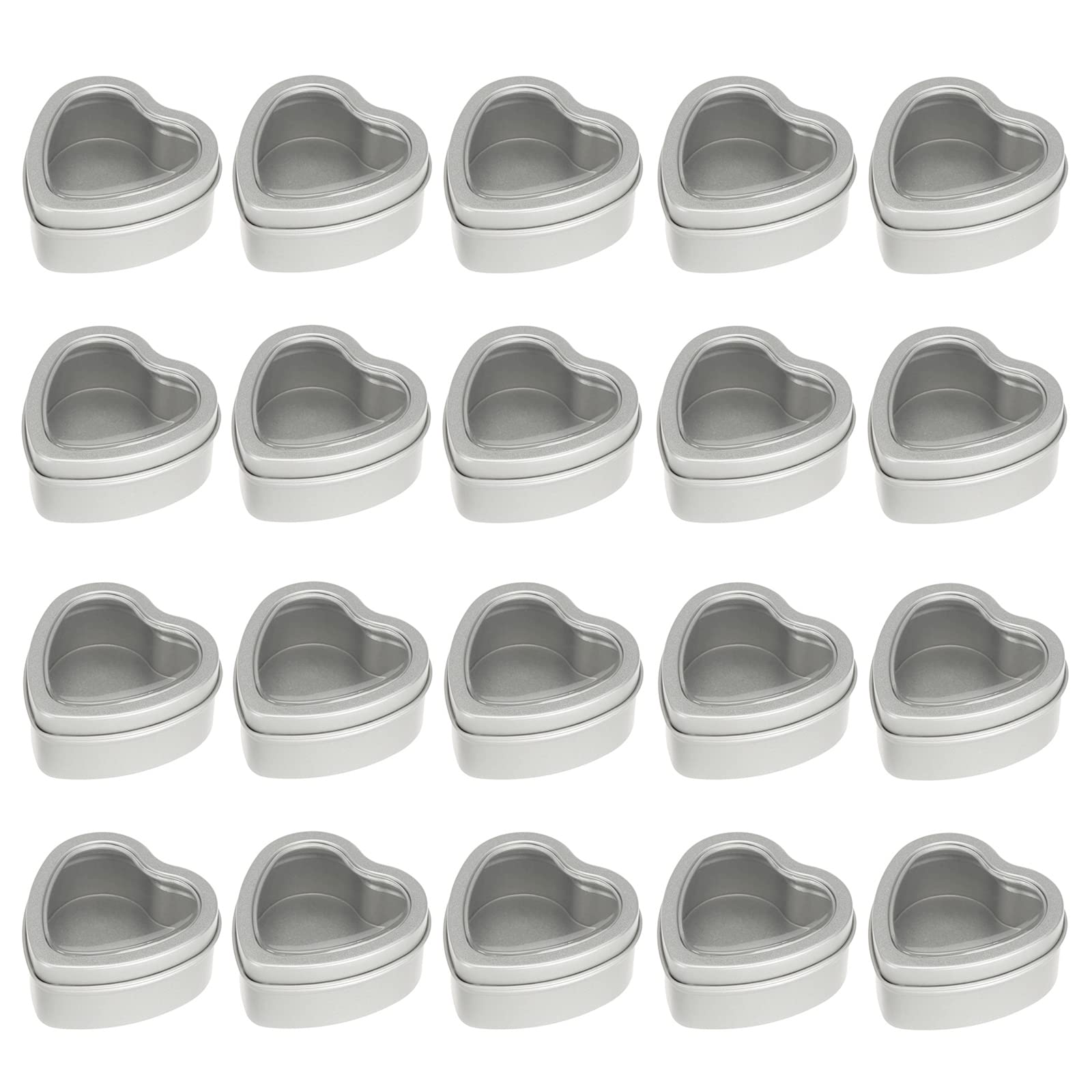 Photo 1 of Dicunoy 20 Pack 2oz Metal Tins, Heart Shaped Empty Tin Box With Lids, Candle Jars Gift Storage Container Cans With Clear Window For Candle Making, Candies, Treasures