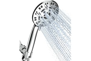 Cobbe High Pressure 8 Functions Shower Head with handheld - Powerful Detachable Shower Head Set for Low Water Pressure - Tool-less 1-Min Installation, Extra Long 60" Stainless Steel Hose (Chrome)