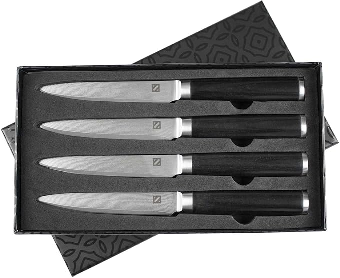Zelancio Cutlery 4 Piece Japanese Steel Steak Knives Set with Sharp