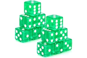 Abilat 12 Pieces 19mm Casino Dice Set Acrylic 6 Sided Game Dices Translucent Square Corner Dice for Casino Vegas Theme Birthday Party Supplies Table Games Board Games (Green)