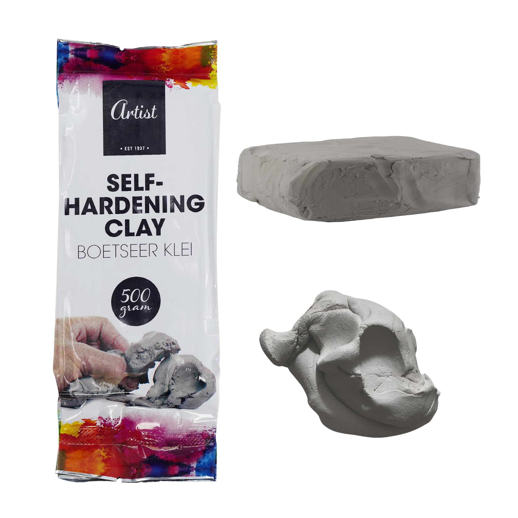 The Magic Toy Shop Air Drying Clay for Adults & Kids, Grey, 500g Pack - Soft, Lightweight, Self-Hardening, Paintable - Great Modelling Clay for Pottery, Art, Craft, School & Hobby Projects