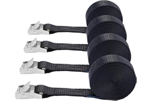 BRUTEBOSE Lashing Straps,1" x 10Ft Adjustable Cam Buckle Tie Down Cinch Strap for Packing Black 4 Pack,Packing Straps Heavy-Duty for Cargo/Luggage/Kayak/Truck/SUV/Car Roof Rack