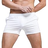 Linemoon Men's Solid Cotton Sleep Bottoms Fashion Simple Active Shorts