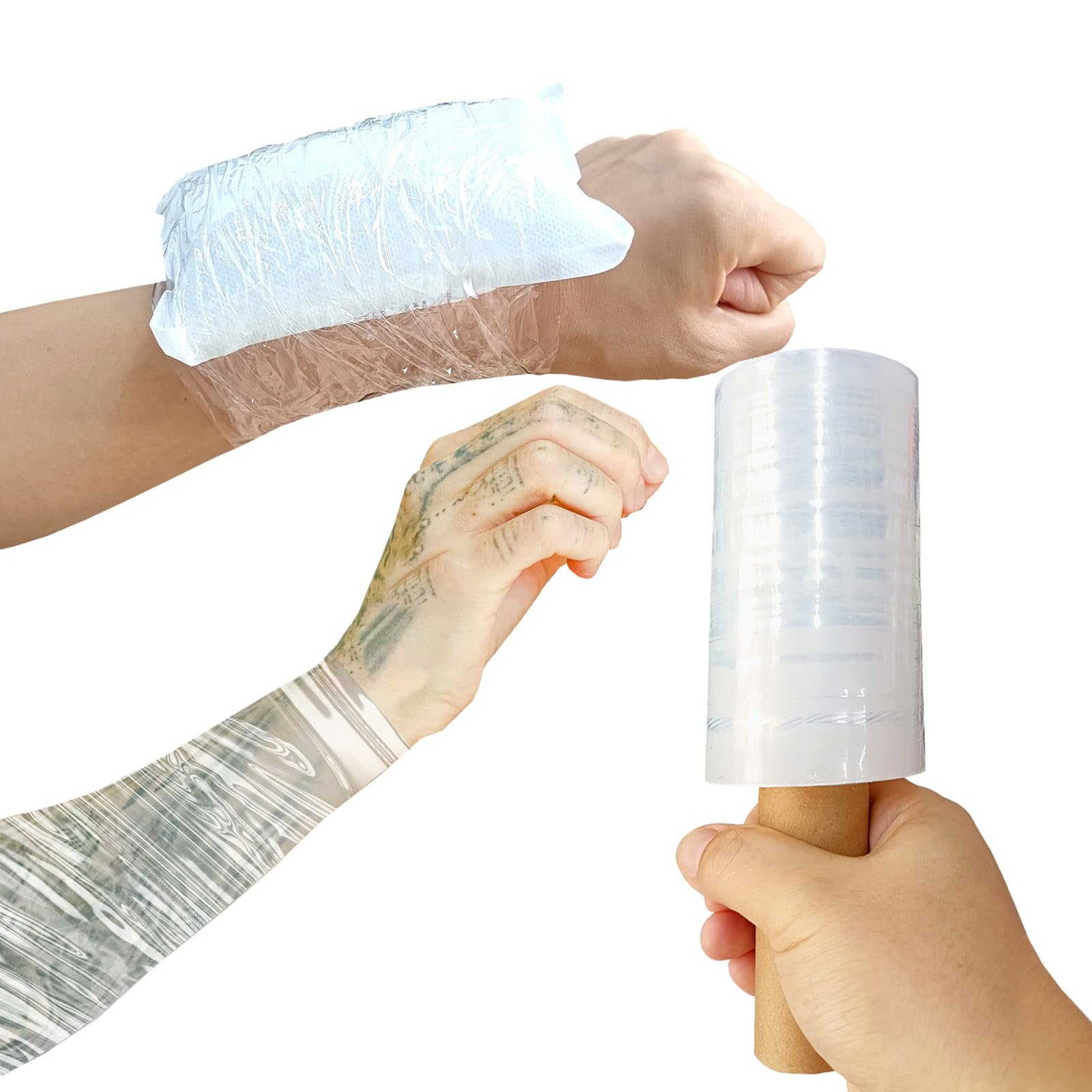 Photo 1 of TieGokii Clear Tattoo Plastic Wrap with Handle,5 Inch x 500 Ft Stretch Film for Athletes Tattooing Moving Shipping,and Hold Cold/Ice Packs on Body After Athletic Training