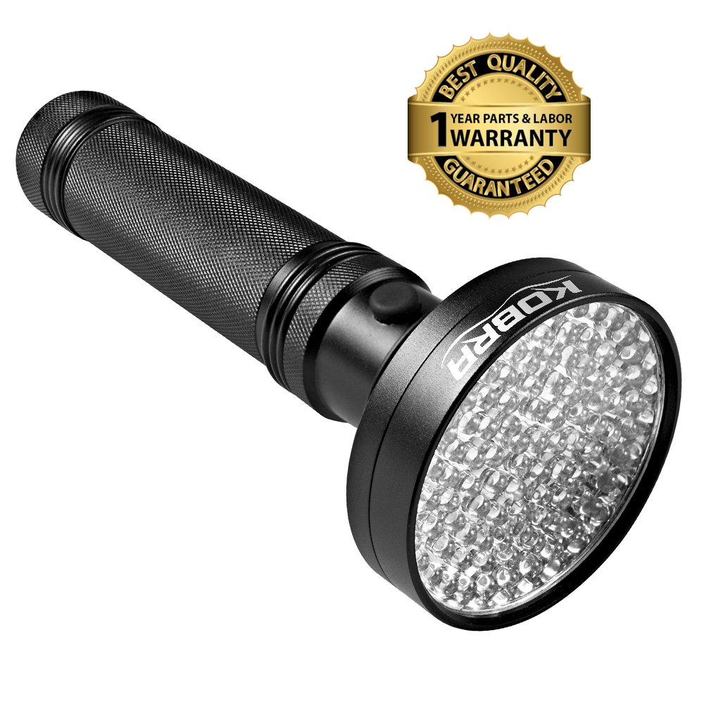 KOBRA UV Black Light Flashlight 100 LED 1 Best UV Light and Blacklight