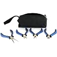 HURON Spring-Loaded Pliers Set (4-Piece) - Includes Flat, Bent, Needle, And Diagonal Nose Pliers