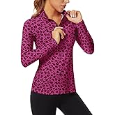 WOWENY Women's Long Sleeve Athletic Shirts Quarter Zip Pullover Collared T-Shirt Workout Print Tennis Top