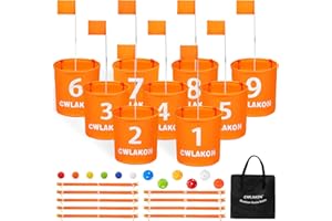 CWLAKON Yard Golf Game for Adults Kids Family, Backyard Golf Chipping Game, Outdoor Golf Practice Games for Beach, Camping, Park, Lawn, Picnic, 9 Hole Golf Course, Field Day Family Reunion Party Games