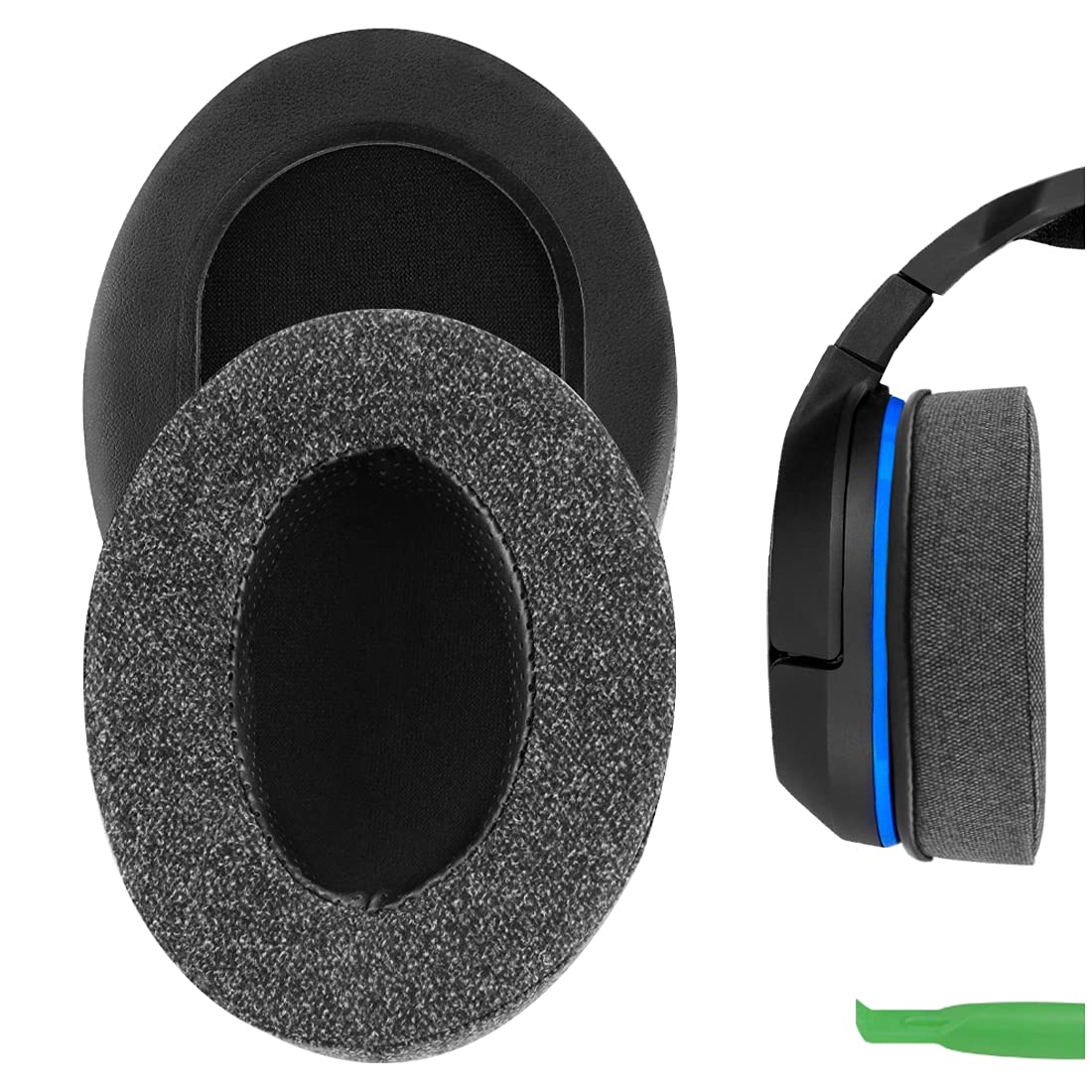 Geekria Comfort Linen Replacement Ear Pads for Turtle Beach Stealth 600/ Stealth 400/ 500X/ Stealth 700X/ 420X, Ear Force XO SEVEN, XP 500/ PX5/ PX4/ X42 Gaming Headphones (Black)