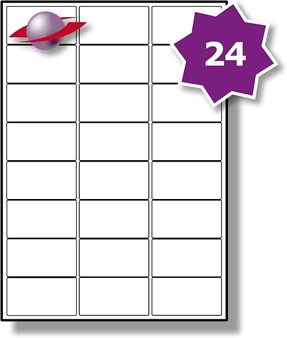24 Per Page/Sheet, 10 Sheets (240 Sticky Labels), Label White