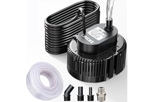 LNICEZ Sump Pump, 950GPH Ultra-quiet, Submersible Water Pump, Pool Cover Pump, Sump Pump for Pool Draining with 16ft Drainage Hose, Upgraded 25ft Thicker Power Cable and 4 Adapters, Black