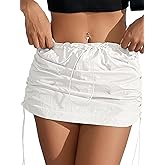 Cargo Skirts for Women Y2K Mini Skirt Low Waist Side Drawstring Short Skirt with Pockets