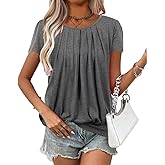 VahRuta Women's Short Sleeve Tunic Tops Scoop Neck Banded Bottom Summer T Shirt for Leggings