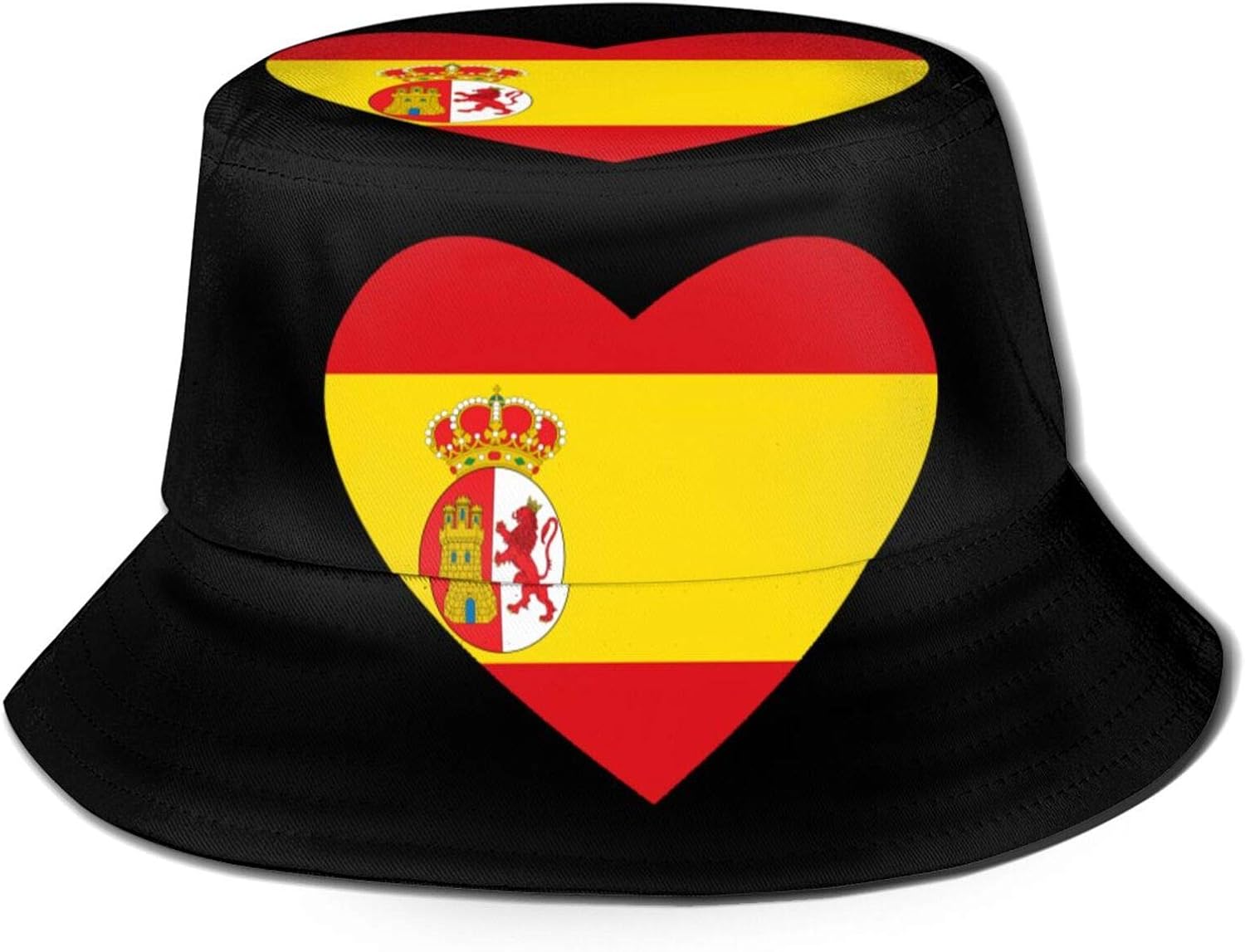 Flag of Spain Heart Fisherman's Hat Unisex Print Sun Hats Bucket Hat
