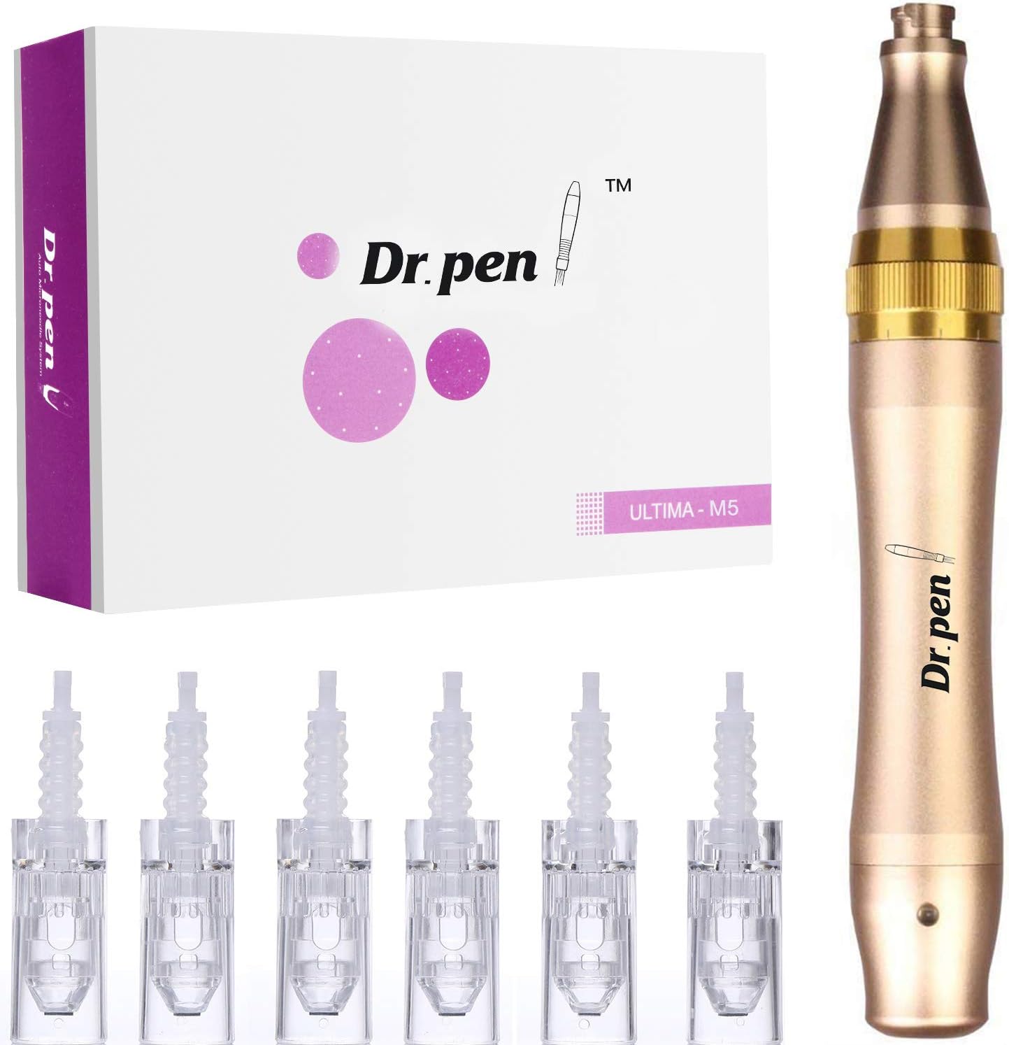 Dr. Pen Ultima M5 Professional Microneedling Pen Wireless Electric Skin Repair Tools with 6 PCS 0.01mm Nano Replacement Needles Cartridges