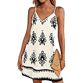 NALANISA Women's Spaghetti Strap Summer Dresses 2026 Casual V Neck Sleeveless Floral Mini Dress Beach Vacation Boho Sundress