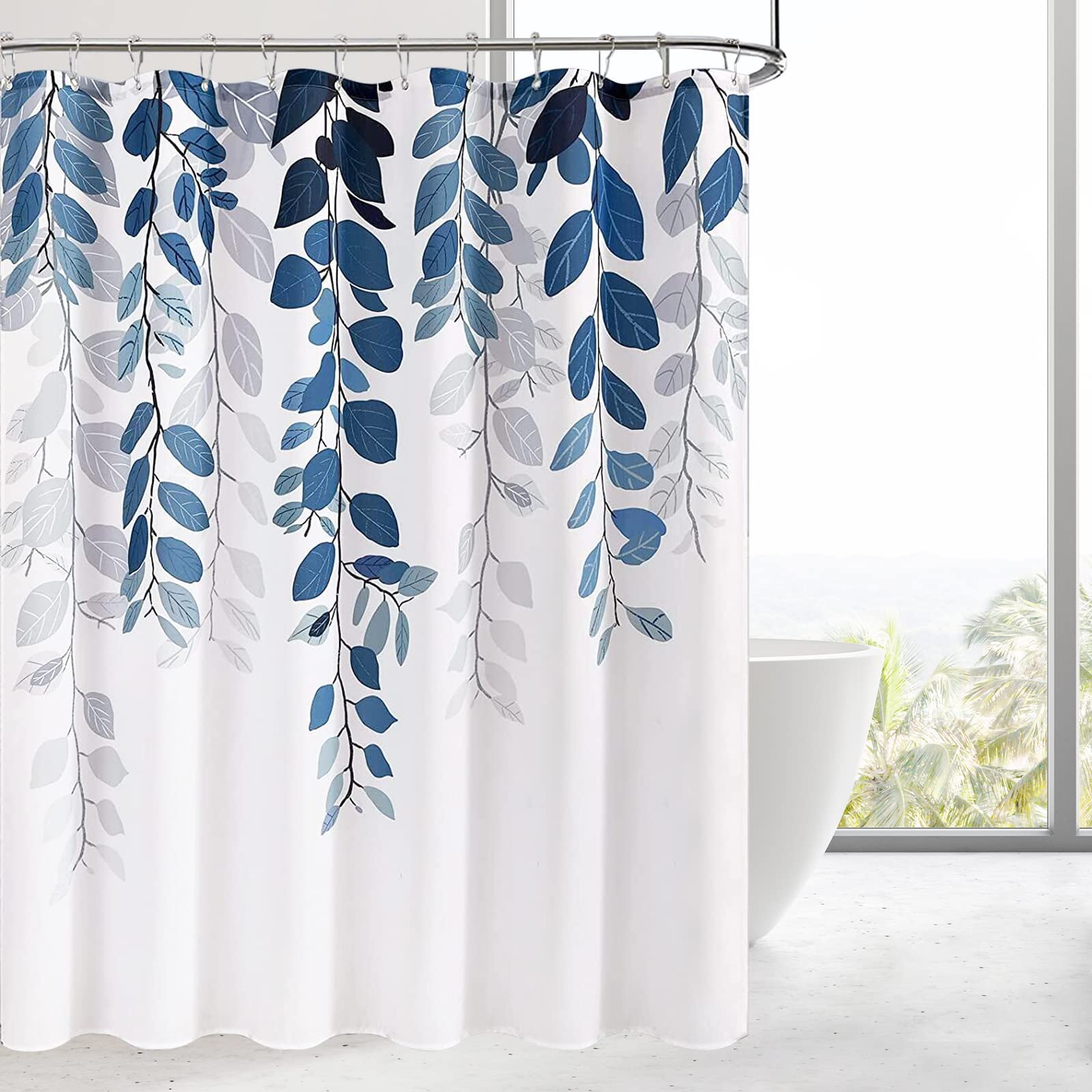 ESPFHN Floral Shower Curtain Mould Proof Resistant Fabric Bathroom Curtains Washable Waterproof Polyester Decorative Bathroom Curtains with Plastic Hooks180 x 180cm