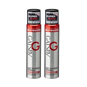 Gatsby Set and Keep Super Hard Hair Spray, 250ml (Pack of 2)