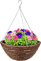 Kingfisher 12in Dark Rattan Hanging Basket Best Price Square view 1