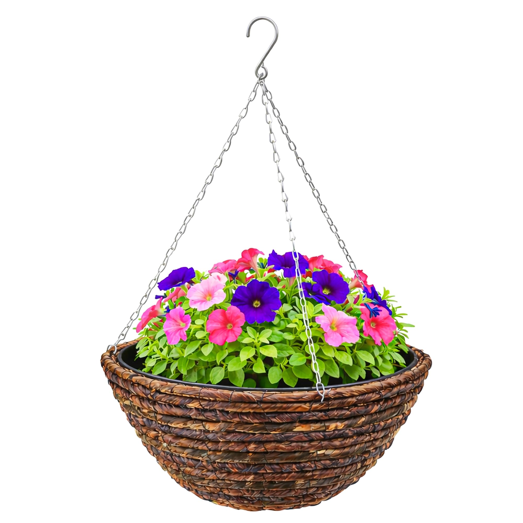 Kingfisher 12in (30cm) Dark Rattan Hanging Basket