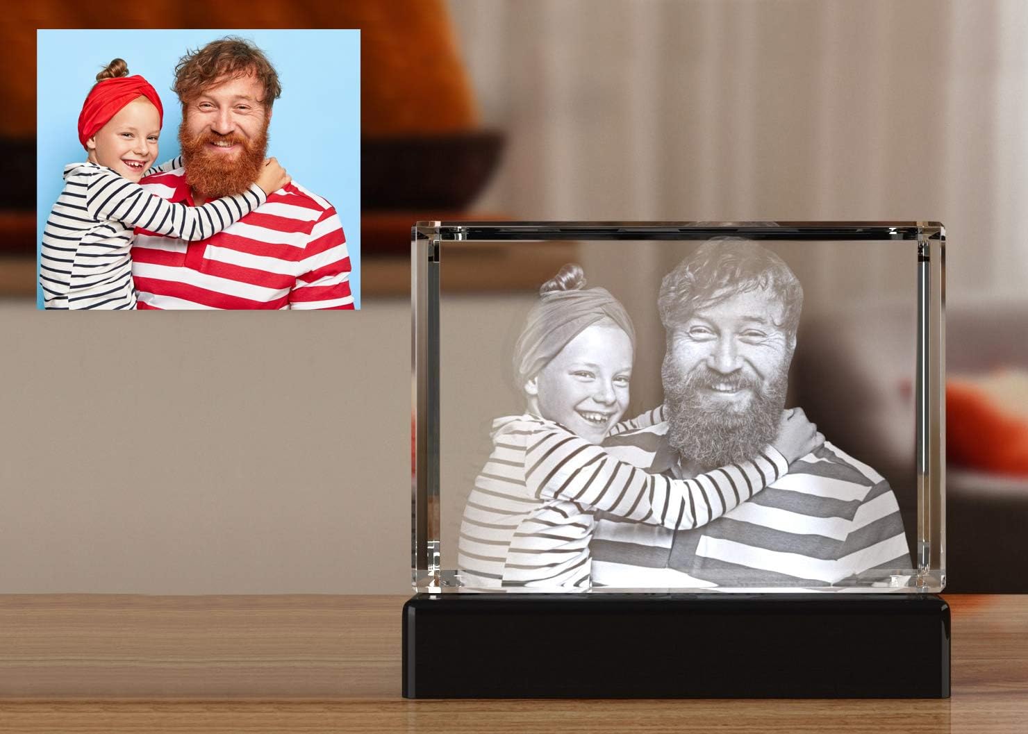 3D Photo Crystal Gift - Landscape Rectangle Shape | Custom Personalized Etched Laser Engraved Glass | Birthday, Anniversary, Mother’s Day, Father’s Day, Christmas - Perfect for Any Occasion