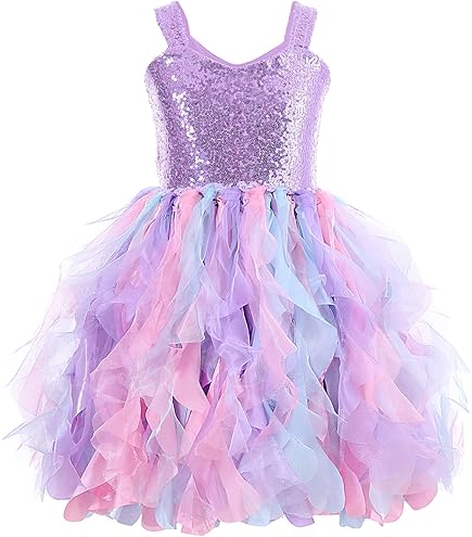 Pink Sequin Sparkly Tutu Dress for Toddler Girls - Princess Birthday Party & Formal Fancy Graduation Tulle Fairy Dress