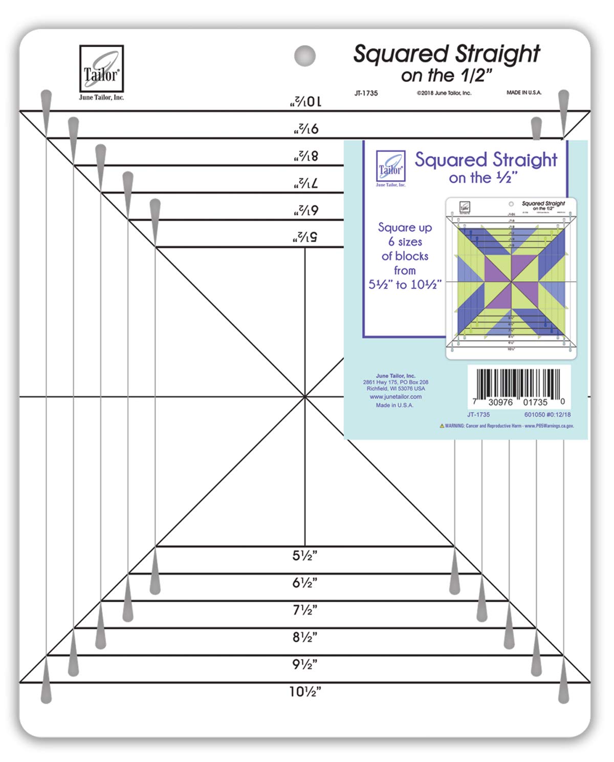 June Tailor Ruler, Fabric, Clear/Black Ink, Each